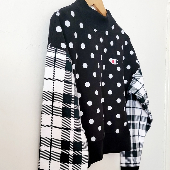 Champion x Urban Outfitters Mixed Print Mock Neck Sweatshirt  Small - Picture 12 of 12